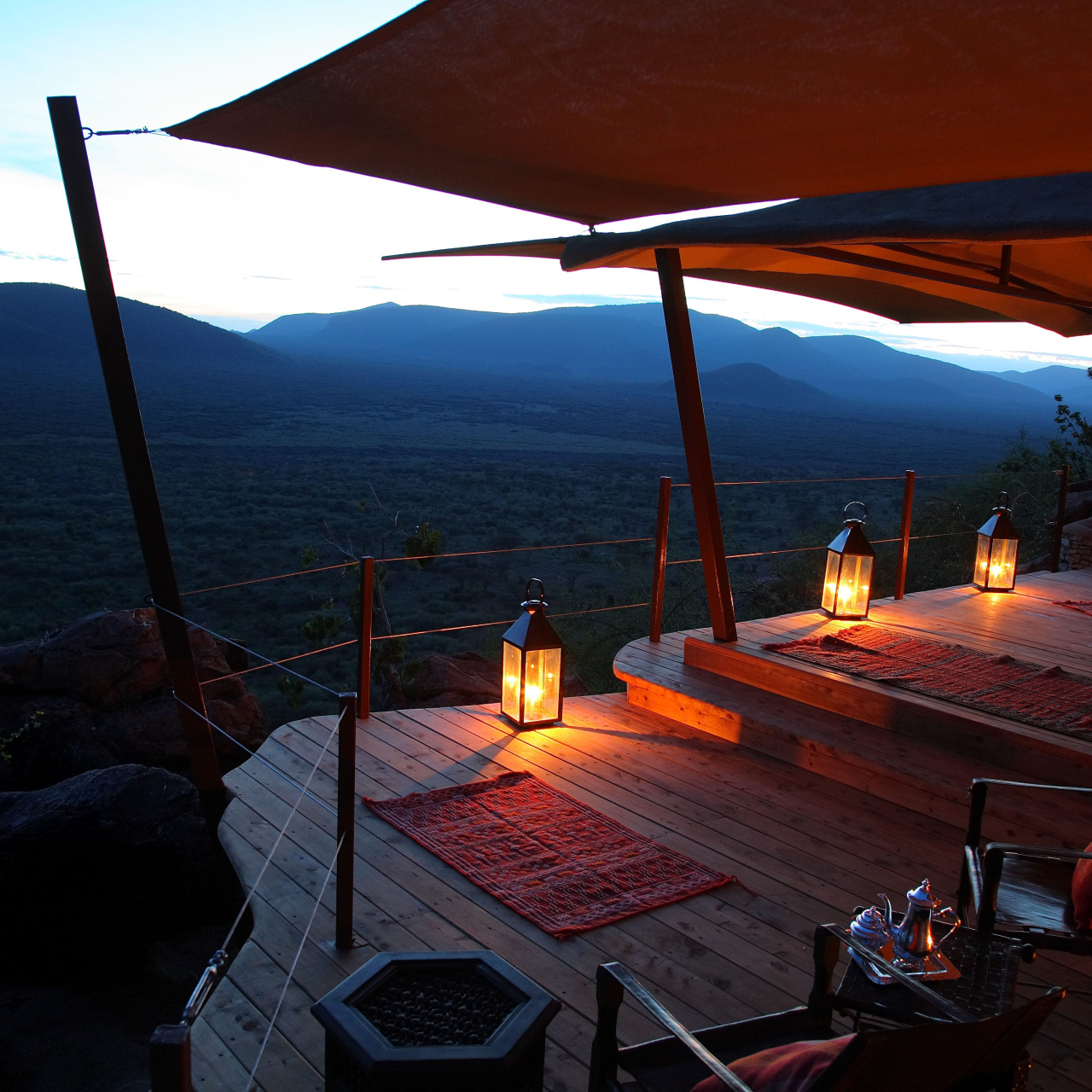 Gallery Verandah at night at Saruni Samburu Villa 3