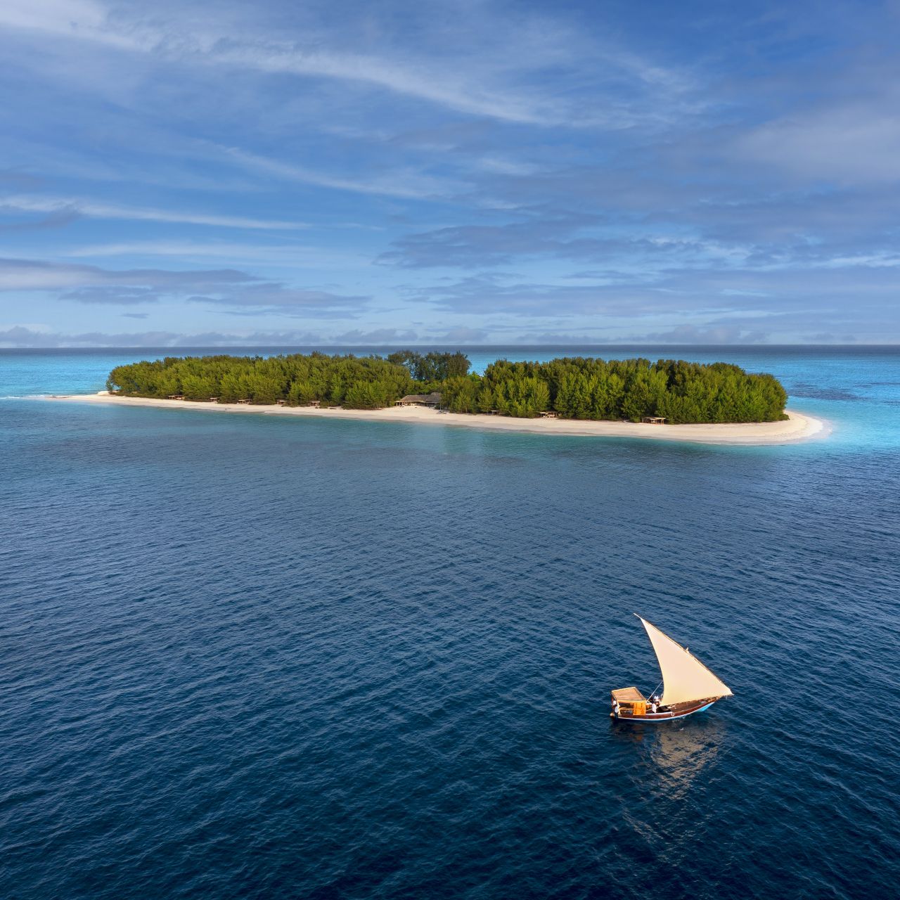 Beyond Zanzibar Mnemba Island aerial dhow 4
