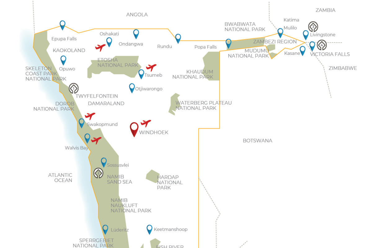 Desert, shipwrecks and wildlife map