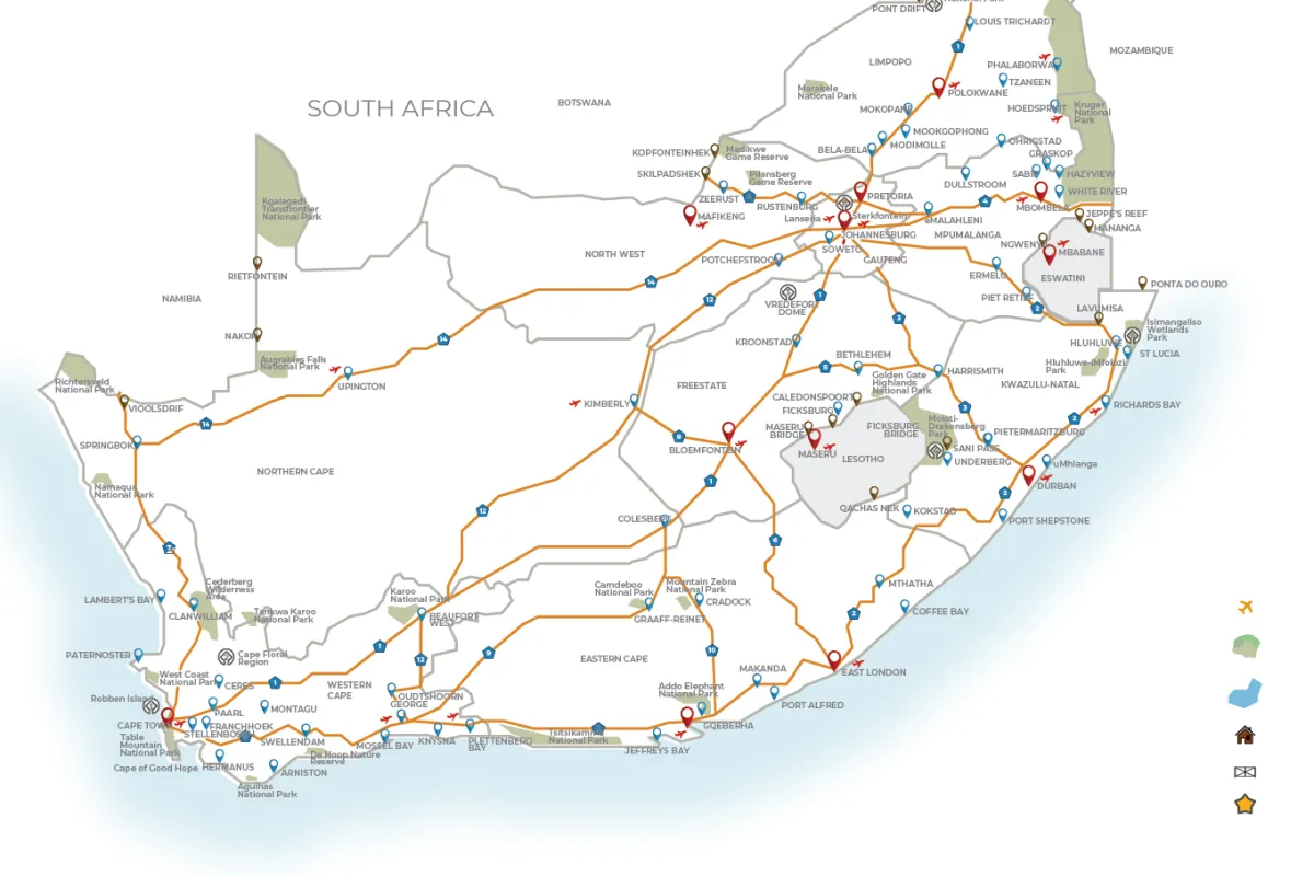 The mountain, the bush and the beach map